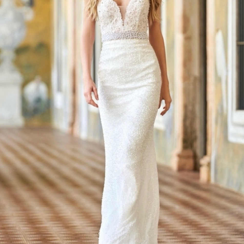 Sherri Hill white sequin dress